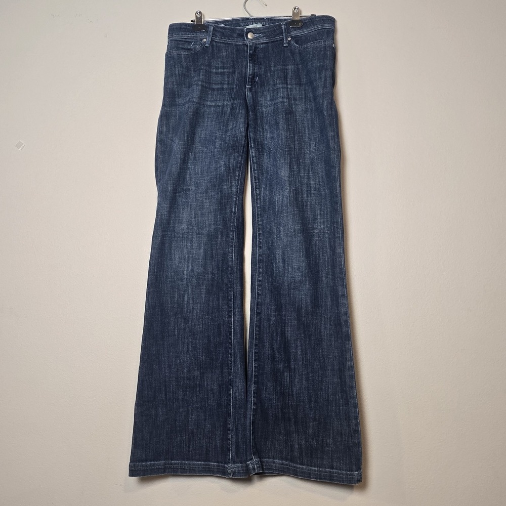 Banana Republic Jeans Women's Urban Wide Leg Sz 10 Long Dark Wash Mid Rise
